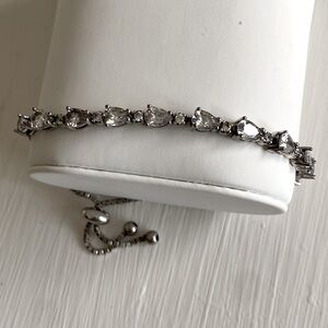 Diamond Pear 925 Sterling Silver Adjustable Slider Bracelet Boho Summer Party